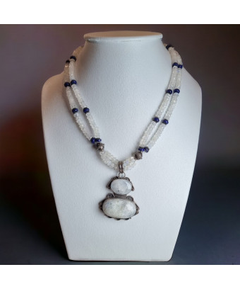 Collier Pierre de lune & Lapis-lazuli Argent 925