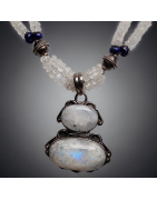 Collier Pierre de lune & Lapis-lazuli Argent 925