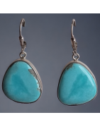 Boucles Turquoise serties Argent 925