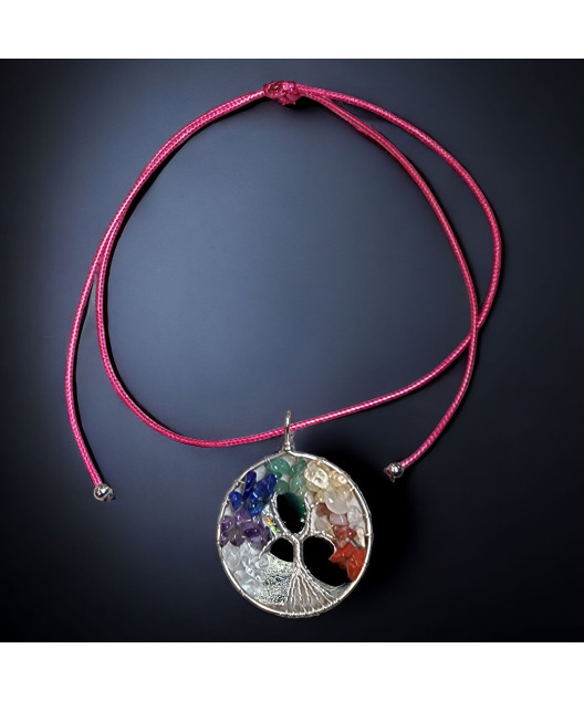 Pendentif 7 Chakras Arbre de vie GM sur cordon