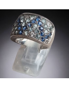 Bague Saphir Aigue marine & Zirconium Argent 925 Taille 55