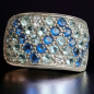 Bague Saphir Aigue marine & Zirconium Argent 925 Taille 55