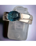 Bague Tourmaline bleue indigolite Argent 925 Taille 54