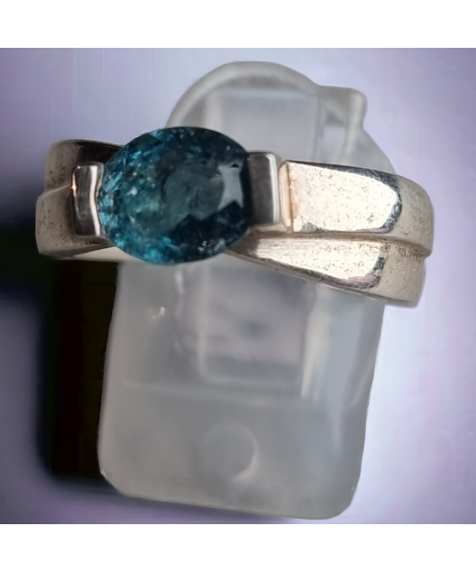 Bague Tourmaline bleue indigolite Argent 925 Taille 54