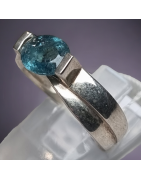 Bague Tourmaline bleue indigolite Argent 925 Taille 54