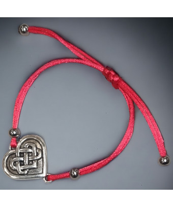 Bracelet Cœur Nœud Celtique Acier sur cordon réglable