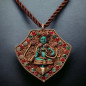 Pendentif Turquoise Rubis Emeraude et Corail Déesse Tara Vermeil sur cordon