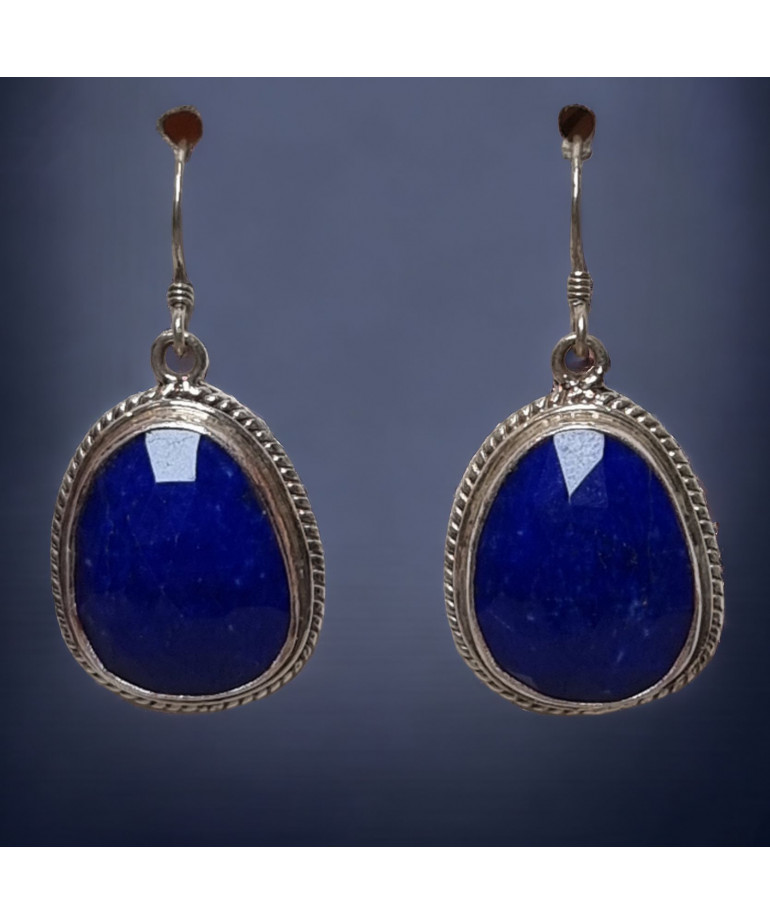 Boucles Lapis-lazuli Ovales Argent 925