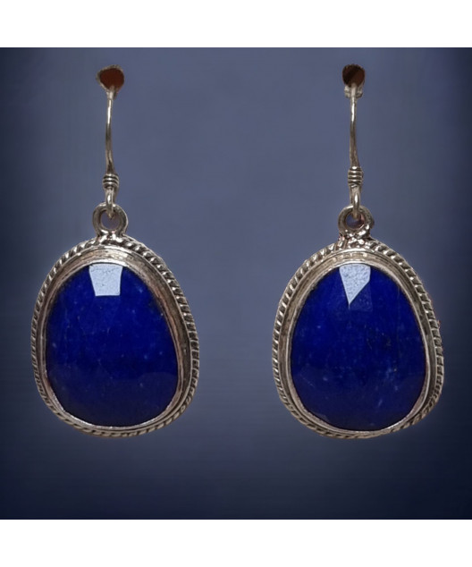 Boucles Lapis-lazuli Ovales Argent 925