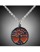 Pendentif Cornaline Arbre de vie avec chaîne