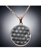 Pendentif Nacre Fleur de vie doré