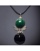 Pendentif Malachite & Onyx avec cordon