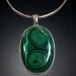 Pendentif Malachite sertie & chaîne Argent 925