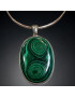 Pendentif Malachite sertie & chaîne Argent 925