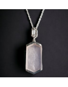 Pendentif Quartz rose et Zirconium avec chaîne argent 925