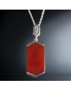 Pendentif Cornaline et Zirconium avec chaîne argent 925