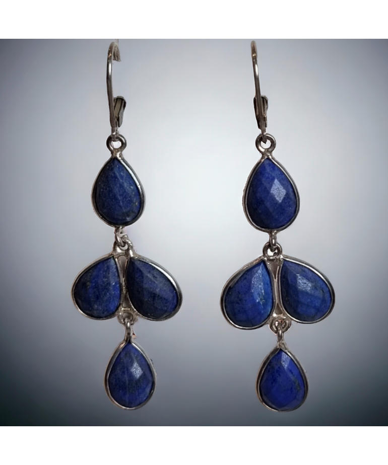 Boucles Lapis-lazuli facettées Argent 925