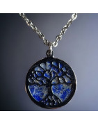 Pendentif Lapis-lazuli Arbre de vie avec chaîne