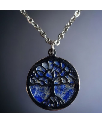 Pendentif Lapis-lazuli Arbre de vie avec chaîne
