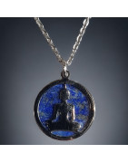Pendentif Lapis-lazuli Bouddha avec chaîne