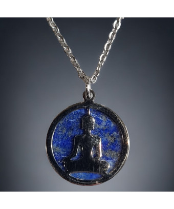 Pendentif Lapis-lazuli Bouddha avec chaîne