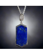 Pendentif Lapis-lazuli et Zirconium avec chaîne argent 925