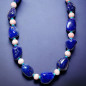Collier Lapis-lazuli Corail peau d'ange & Turquoise avec fermoir Argent 925