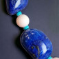 Collier Lapis-lazuli Corail peau d'ange & Turquoise avec fermoir Argent 925