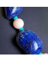 Collier Lapis-lazuli Corail peau d'ange & Turquoise avec fermoir Argent 925