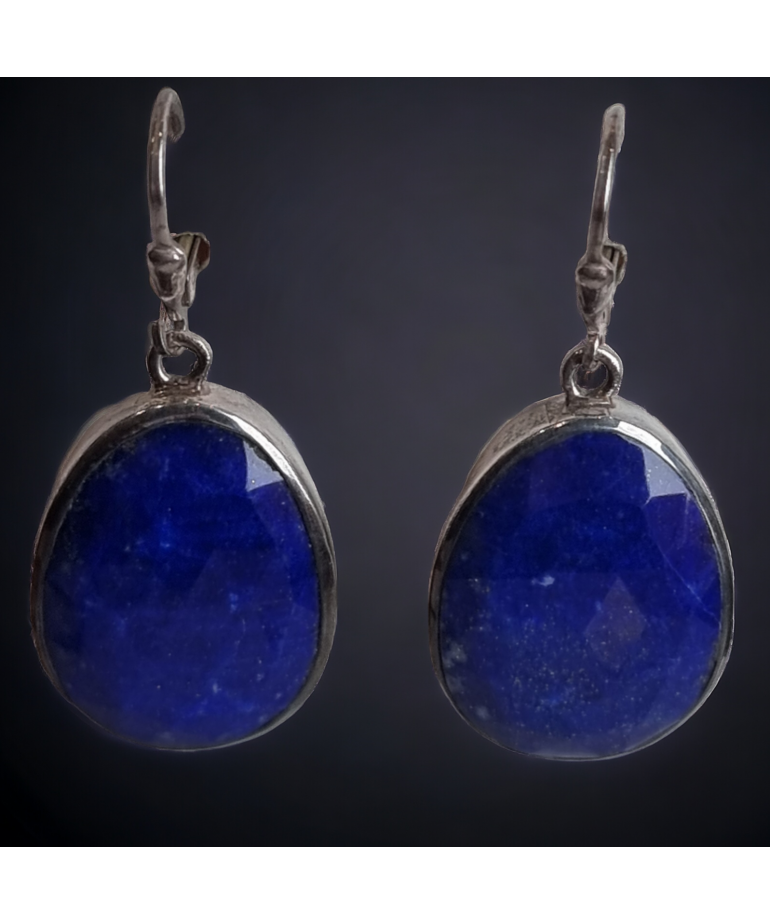 Boucles Lapis-lazuli facettées Argent 925