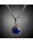 Pendentif Lapis-lazuli Soleil Argent 925 avec chaîne