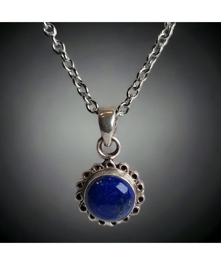 Pendentif Lapis-lazuli Soleil Argent 925 avec chaîne