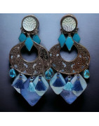 Boucles Nacre & Perles de verre Argent 925 à clips