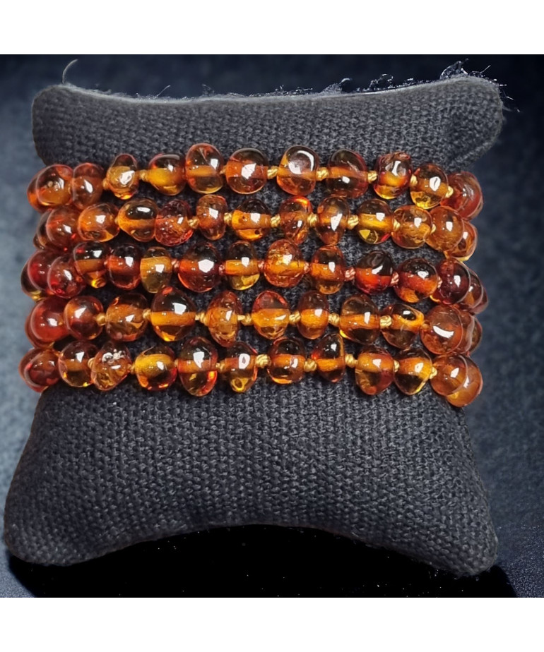 Bracelet Ambre cognac enfant baroque