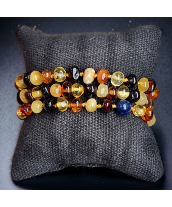 Bracelet Ambre Baltique Multicolore Bébé avec Fermoir Sécurisé