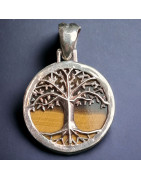 Pendentif Œil de tigre Arbre de vie Argent 925
