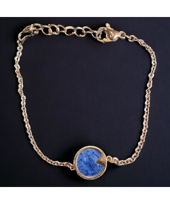 Bracelet Lapis-lazuli cabochon Acier plaqué or rose