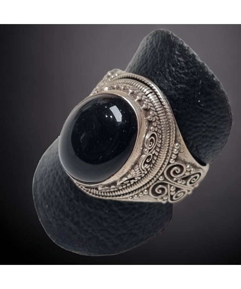 Bague Onyx Noir Argent 925 Taille 66