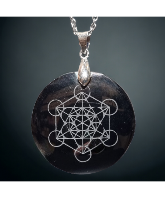 Pendentif Obsidienne Noire miroir Métatron