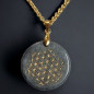 Pendentif Labradorite Fleur de vie et chaîne dorées