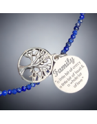 Collier Lapis-lazuli et Pendentifs Médailles Arbre de vie / Family Argent 925