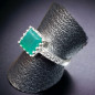Bague Agate verte naturelle & Marcassite Argent 925 Taille 56