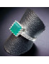 Bague Agate verte naturelle & Marcassite Argent 925 Taille 56