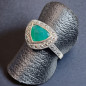 Bague Agate verte naturelle & Marcassite Argent 925 Taille 55