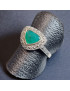 Bague Agate verte naturelle & Marcassite Argent 925 Taille 55