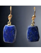 Boucles Lapis-lazuli facettées Plaquées or