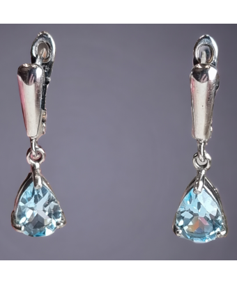 Boucles Topaze bleue griffée Argent 925