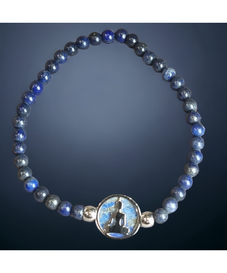 Bracelet Lapis-lazuli Bouddha Pierres rondes 6mm