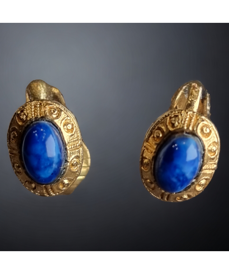 Boucles Lapis-lazuli doré à clips