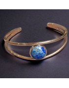 Bracelet Lapis-lazuli cabochon Acier plaqué or rose